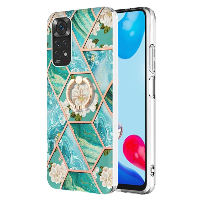 Estuche para anillo de TPU con estampado de flores de mármol empalmado, For Xiaomi Redmi Note 9 / 10X 4G, For Xiaomi Redmi Note 11 5G Chinese, For Xiaomi Redmi Note 11 Pro 5G / 4G Foreign, For Xiaomi Redmi Note 11 Pro / Note 11 Pro+                    ...