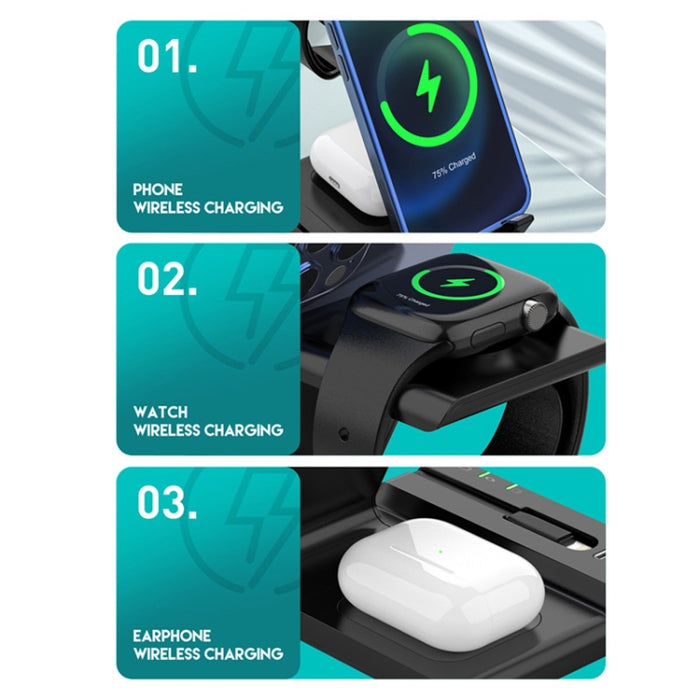 Soporte de cargador inalámbrico rápido multifunción D2 15W Max 6 en 1
