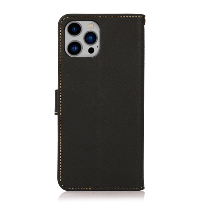KHAZNEH Custer Estuche para teléfono RFID de cuero genuino