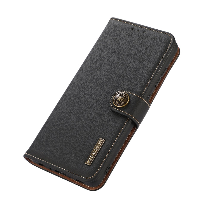 KHAZNEH Custer Estuche para teléfono RFID de cuero genuino