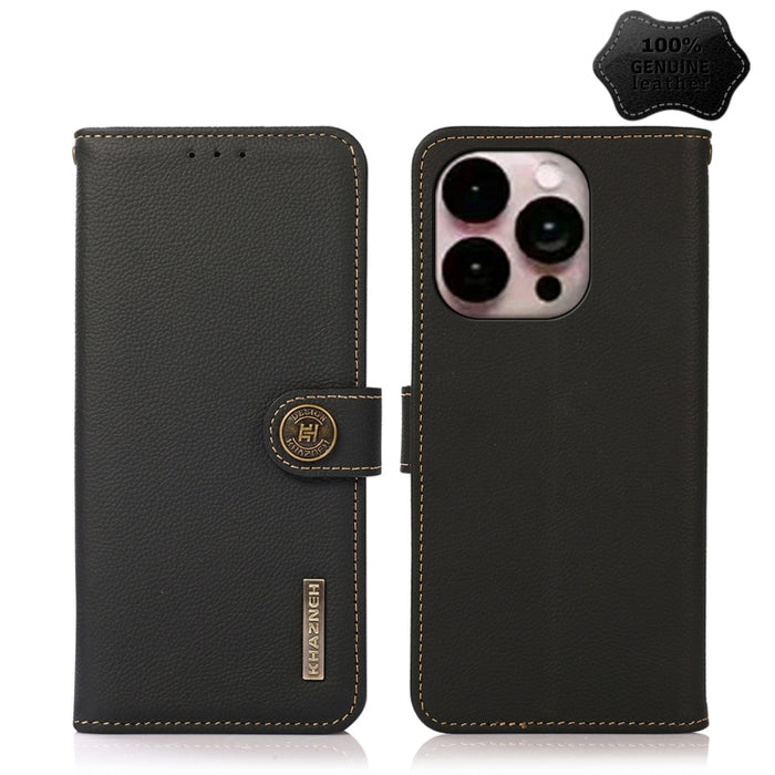 KHAZNEH Custer Estuche para teléfono RFID de cuero genuino