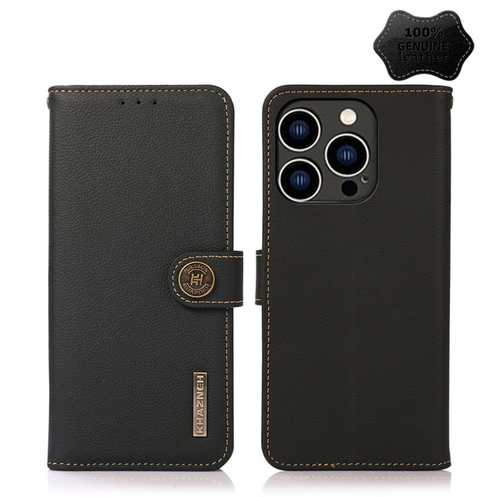 KHAZNEH Custer Estuche para teléfono RFID de cuero genuino
