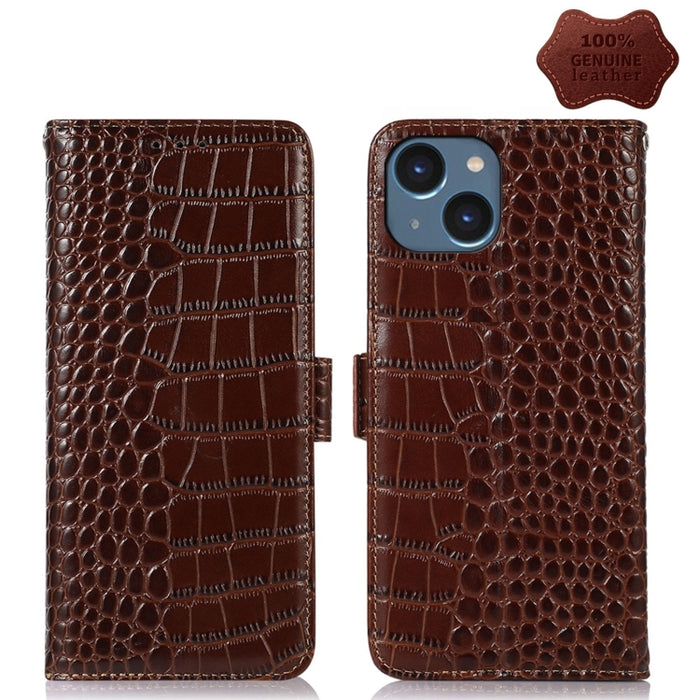 Estuche para teléfono de piel de vaca con capa superior de cocodrilo, For iPhone 14 Plus, For iPhone 14 Pro Max, For iPhone 14 Pro, For iPhone 14