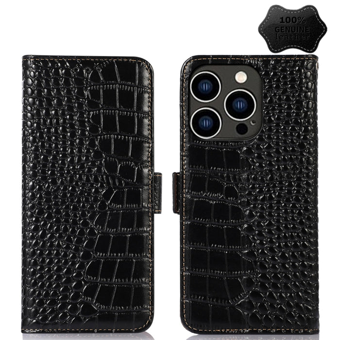 Estuche para teléfono de piel de vaca con capa superior de cocodrilo, For iPhone 14 Plus, For iPhone 14 Pro Max, For iPhone 14 Pro, For iPhone 14