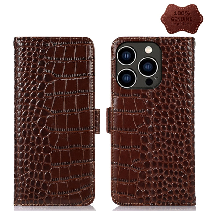 Estuche para teléfono de piel de vaca con capa superior de cocodrilo, For iPhone 14 Plus, For iPhone 14 Pro Max, For iPhone 14 Pro, For iPhone 14