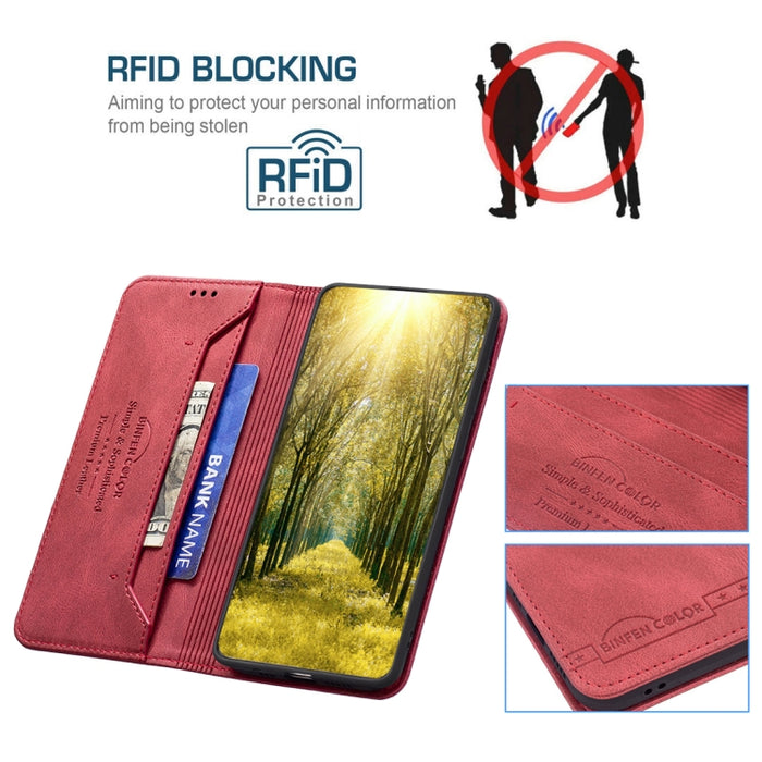 Estuche de teléfono de cuero antirrobo RFID magnético, For Motorola Moto E32 4G, For Xiaomi 12 Lite