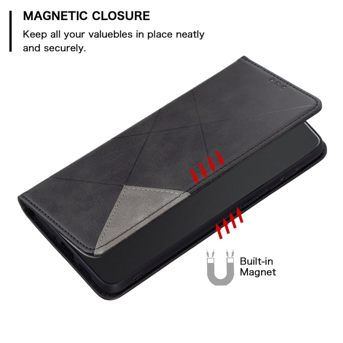 Estuche para teléfono de cuero magnético invisible prismático, For Motorola Moto E32 4G / Moto E32s, For Xiaomi 12 Lite
