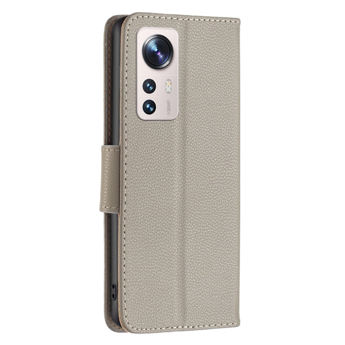 Estuche para teléfono de cuero de color puro con textura de litchi, For Xiaomi 12 Lite