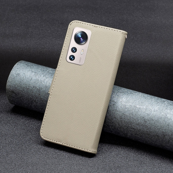 Estuche para teléfono de cuero de color puro con textura de litchi, For Xiaomi 12 Lite