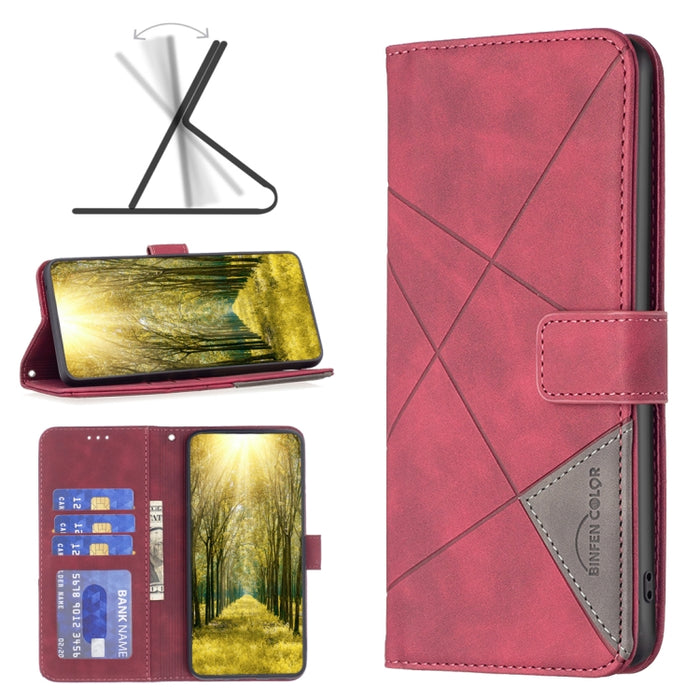 Caja de teléfono de cuero con textura de rombos con hebilla magnética, For Motorola Moto E32 4G, For Xiaomi 12 Lite