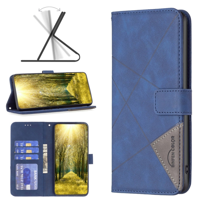 Caja de teléfono de cuero con textura de rombos con hebilla magnética, For Motorola Moto E32 4G, For Xiaomi 12 Lite