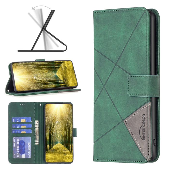 Caja de teléfono de cuero con textura de rombos con hebilla magnética, For Motorola Moto E32 4G, For Xiaomi 12 Lite