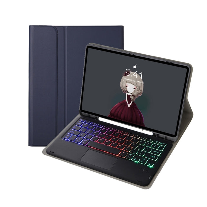 A07B-AS Piel de cordero Ranura para bolígrafo Almohadilla táctil Teclado Bluetooth Funda de cuero para tableta