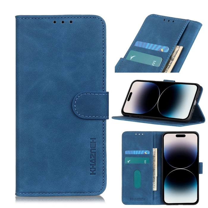 Estuche para teléfono de cuero con textura retro KHAZNEH, For iPhone 14, For iPhone 14 Plus, For iPhone 14 Pro, For iPhone 14 Pro Max