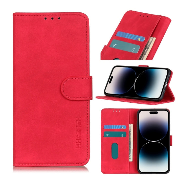 Estuche para teléfono de cuero con textura retro KHAZNEH, For iPhone 14, For iPhone 14 Plus, For iPhone 14 Pro, For iPhone 14 Pro Max