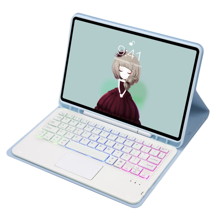 T07B-AS Skin Feel Pen Slot Touch Pad Teclado Bluetooth Funda de cuero para tableta
