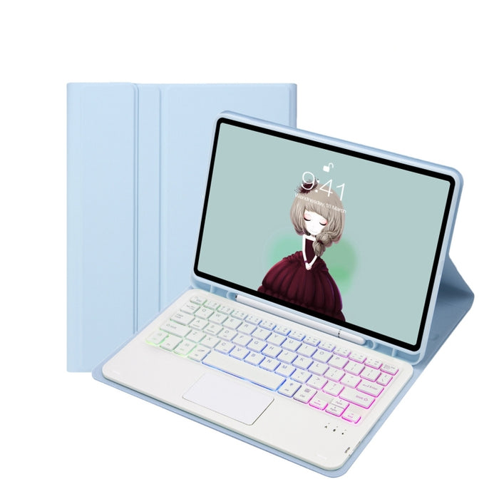 T07B-AS Skin Feel Pen Slot Touch Pad Teclado Bluetooth Funda de cuero para tableta
