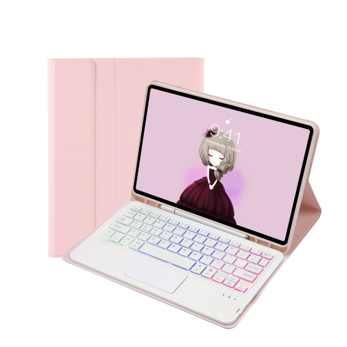 T07B-AS Skin Feel Pen Slot Touch Pad Teclado Bluetooth Funda de cuero para tableta