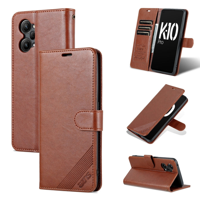 AZNS Estuche para teléfono de cuero con textura de piel de oveja, For vivo S15e, For Honor Play 30, For OPPO K10, For OPPO K10 Pro, For Xiaomi 12 Lite