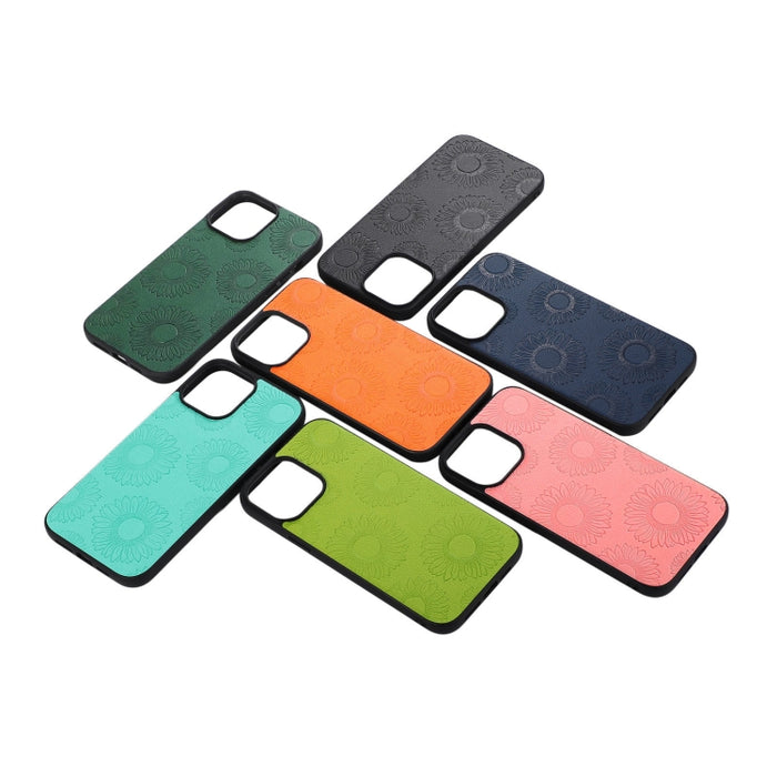 Estuche para teléfono a prueba de golpes PU + TPU + PC con patrón de girasol