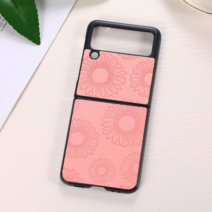 Estuche para teléfono a prueba de golpes PU + TPU + PC con patrón de girasol