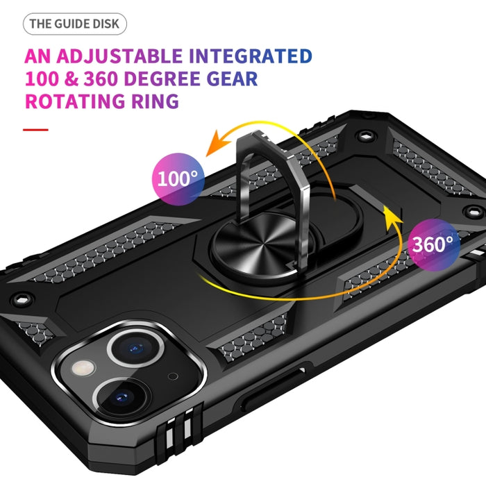 Funda para teléfono con soporte de anillo de TPU + PC a prueba de golpes