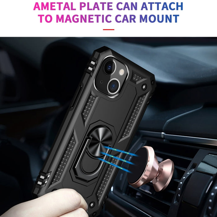 Funda para teléfono con soporte de anillo de TPU + PC a prueba de golpes