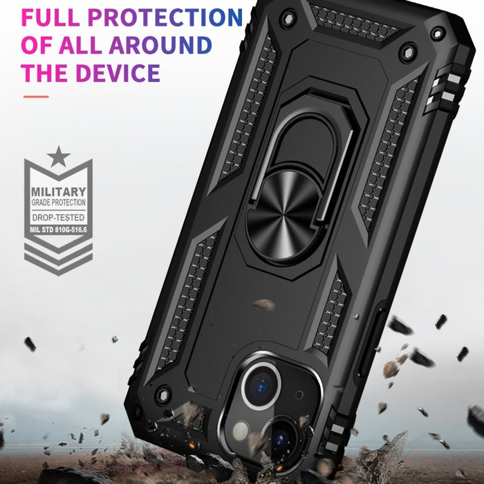 Funda para teléfono con soporte de anillo de TPU + PC a prueba de golpes