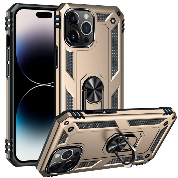 Funda para teléfono con soporte de anillo de TPU + PC a prueba de golpes