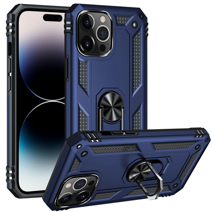 Funda para teléfono con soporte de anillo de TPU + PC a prueba de golpes