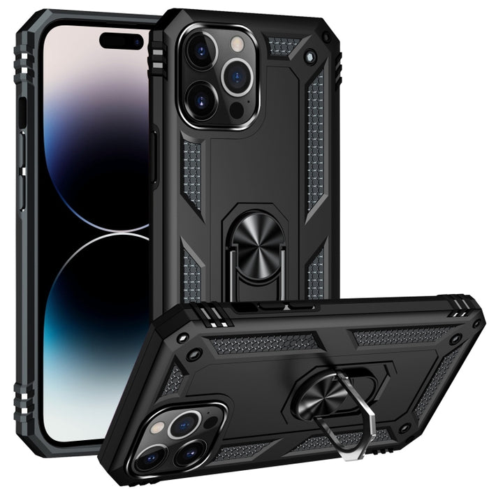 Funda para teléfono con soporte de anillo de TPU + PC a prueba de golpes