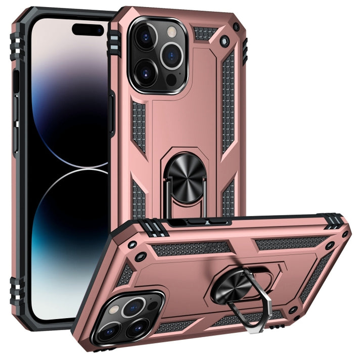 Funda para teléfono con soporte de anillo de TPU + PC a prueba de golpes
