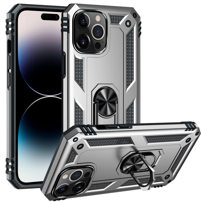 Funda para teléfono con soporte de anillo de TPU + PC a prueba de golpes