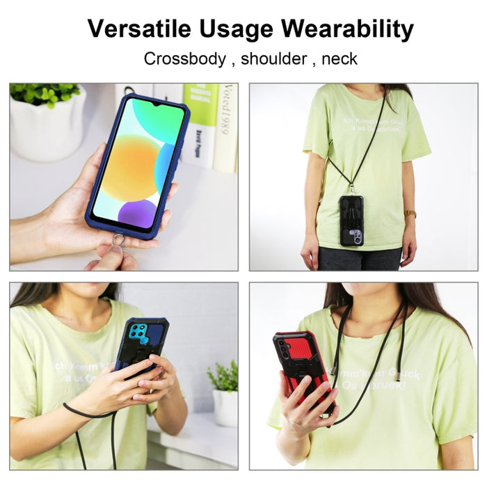 Lanyard Mecha Armor Kickstand PC + TPU Phone Case, For Xiaomi Poco X4 Pro 5G, For Xiaomi Redmi 10C, For Xiaomi Redmi Note 11 Pro Global, For Xiaomi Redmi Note 11S, For OPPO Realme C31