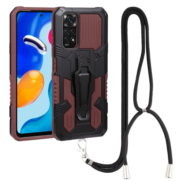 Lanyard Mecha Armor Kickstand PC + TPU Phone Case, For Xiaomi Poco X4 Pro 5G, For Xiaomi Redmi 10C, For Xiaomi Redmi Note 11 Pro Global, For Xiaomi Redmi Note 11S, For OPPO Realme C31