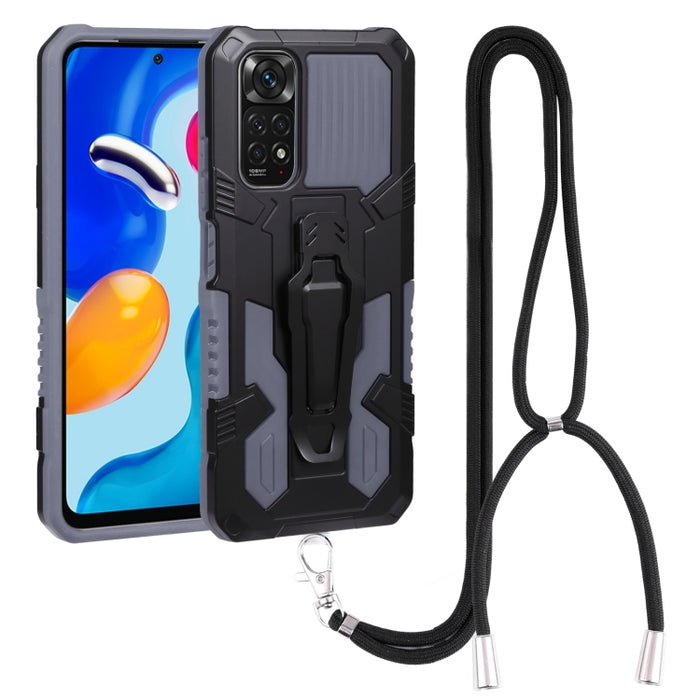 Lanyard Mecha Armor Kickstand PC + TPU Phone Case, For Xiaomi Poco X4 Pro 5G, For Xiaomi Redmi 10C, For Xiaomi Redmi Note 11 Pro Global, For Xiaomi Redmi Note 11S, For OPPO Realme C31