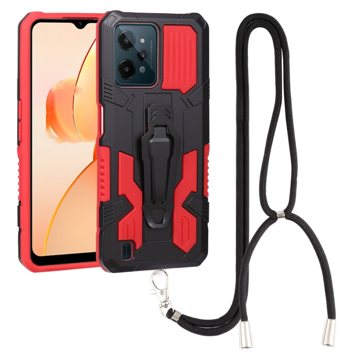 Lanyard Mecha Armor Kickstand PC + TPU Phone Case, For Xiaomi Poco X4 Pro 5G, For Xiaomi Redmi 10C, For Xiaomi Redmi Note 11 Pro Global, For Xiaomi Redmi Note 11S, For OPPO Realme C31