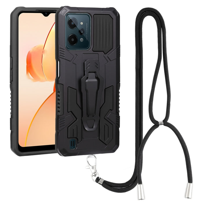 Lanyard Mecha Armor Kickstand PC + TPU Phone Case, For Xiaomi Poco X4 Pro 5G, For Xiaomi Redmi 10C, For Xiaomi Redmi Note 11 Pro Global, For Xiaomi Redmi Note 11S, For OPPO Realme C31