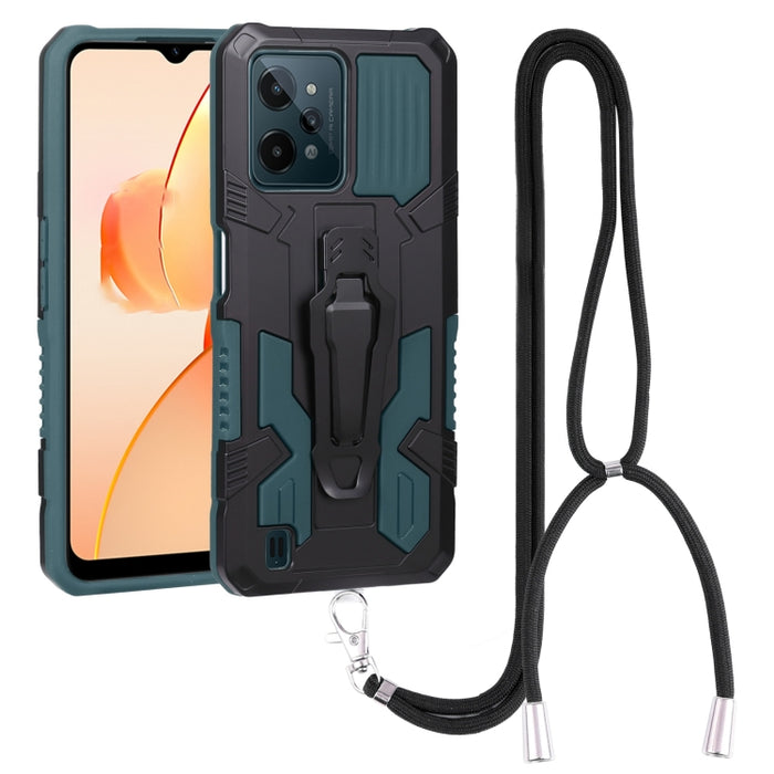 Lanyard Mecha Armor Kickstand PC + TPU Phone Case, For Xiaomi Poco X4 Pro 5G, For Xiaomi Redmi 10C, For Xiaomi Redmi Note 11 Pro Global, For Xiaomi Redmi Note 11S, For OPPO Realme C31