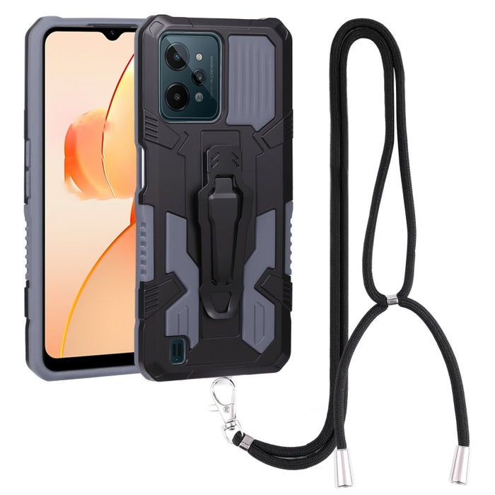 Lanyard Mecha Armor Kickstand PC + TPU Phone Case, For Xiaomi Poco X4 Pro 5G, For Xiaomi Redmi 10C, For Xiaomi Redmi Note 11 Pro Global, For Xiaomi Redmi Note 11S, For OPPO Realme C31