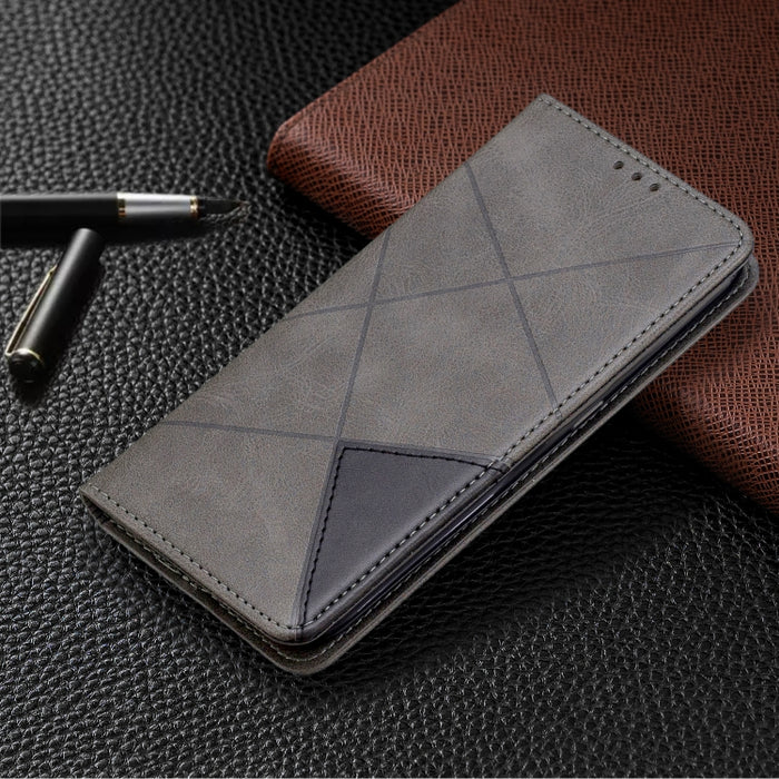 Estuche de cuero magnético con tapa horizontal con textura de rombos con soporte y ranuras para tarjetas y billetera, For Huawei P40, For Huawei P40 Pro, For Galaxy A01, For Galaxy A21, For Xiaomi Redmi K30