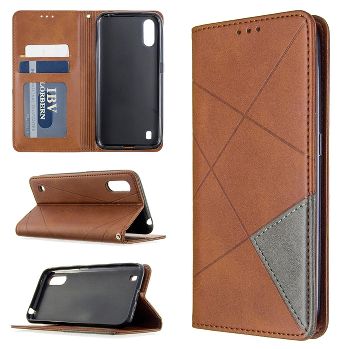Estuche de cuero magnético con tapa horizontal con textura de rombos con soporte y ranuras para tarjetas y billetera, For Huawei P40, For Huawei P40 Pro, For Galaxy A01, For Galaxy A21, For Xiaomi Redmi K30