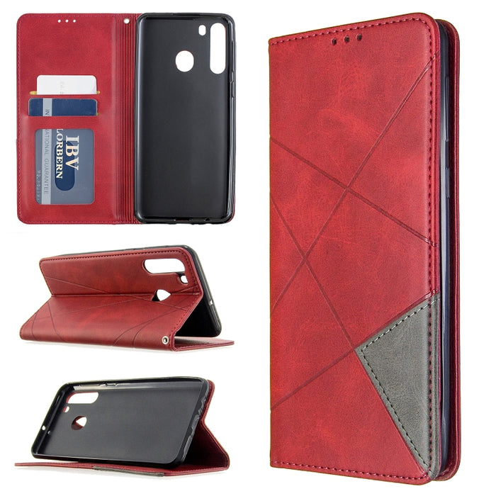 Estuche de cuero magnético con tapa horizontal con textura de rombos con soporte y ranuras para tarjetas y billetera, For Huawei P40, For Huawei P40 Pro, For Galaxy A01, For Galaxy A21, For Xiaomi Redmi K30