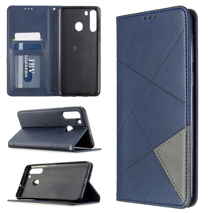 Estuche de cuero magnético con tapa horizontal con textura de rombos con soporte y ranuras para tarjetas y billetera, For Huawei P40, For Huawei P40 Pro, For Galaxy A01, For Galaxy A21, For Xiaomi Redmi K30