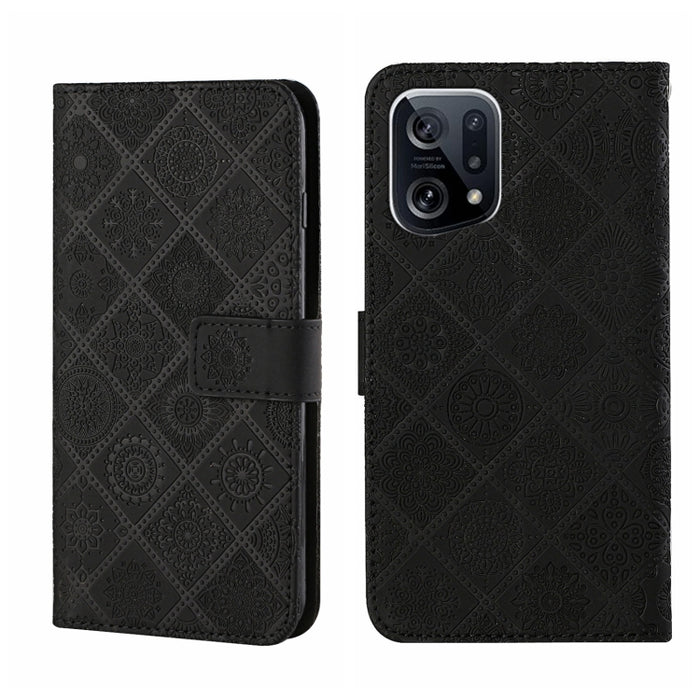 Estuche para teléfono de cuero con patrón en relieve de estilo étnico, For OPPO A96 5G, For OPPO Find X5, For OPPO Find X5 Pro, For OPPO Realme 9i, For OPPO Reno7, For Xiaomi Poco M4 Pro 5G, For Xiaomi Poco X4 Pro 5G, For Xiaomi 12 Lite