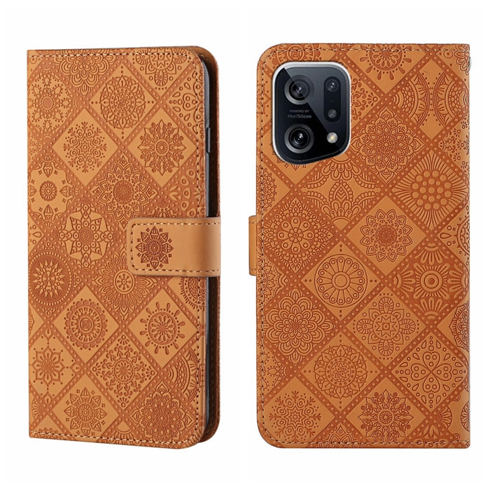 Estuche para teléfono de cuero con patrón en relieve de estilo étnico, For OPPO A96 5G, For OPPO Find X5, For OPPO Find X5 Pro, For OPPO Realme 9i, For OPPO Reno7, For Xiaomi Poco M4 Pro 5G, For Xiaomi Poco X4 Pro 5G, For Xiaomi 12 Lite
