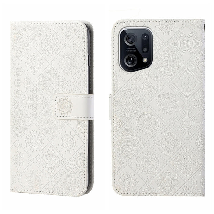 Estuche para teléfono de cuero con patrón en relieve de estilo étnico, For OPPO A96 5G, For OPPO Find X5, For OPPO Find X5 Pro, For OPPO Realme 9i, For OPPO Reno7, For Xiaomi Poco M4 Pro 5G, For Xiaomi Poco X4 Pro 5G, For Xiaomi 12 Lite