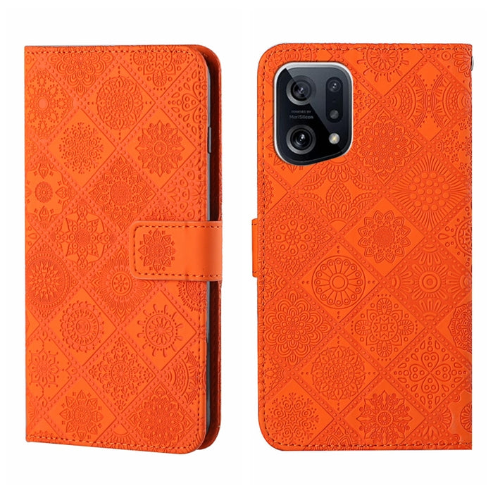 Estuche para teléfono de cuero con patrón en relieve de estilo étnico, For OPPO A96 5G, For OPPO Find X5, For OPPO Find X5 Pro, For OPPO Realme 9i, For OPPO Reno7, For Xiaomi Poco M4 Pro 5G, For Xiaomi Poco X4 Pro 5G, For Xiaomi 12 Lite