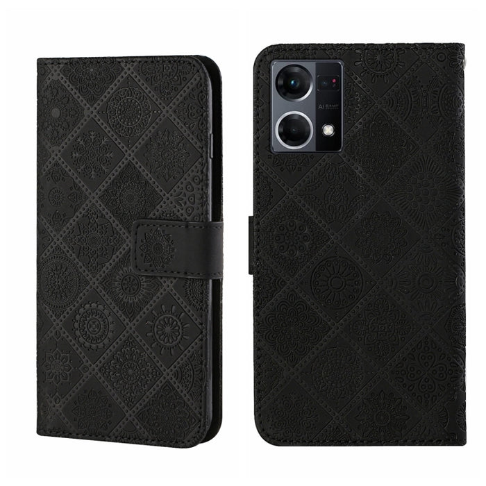 Estuche para teléfono de cuero con patrón en relieve de estilo étnico, For OPPO A96 5G, For OPPO Find X5, For OPPO Find X5 Pro, For OPPO Realme 9i, For OPPO Reno7, For Xiaomi Poco M4 Pro 5G, For Xiaomi Poco X4 Pro 5G, For Xiaomi 12 Lite