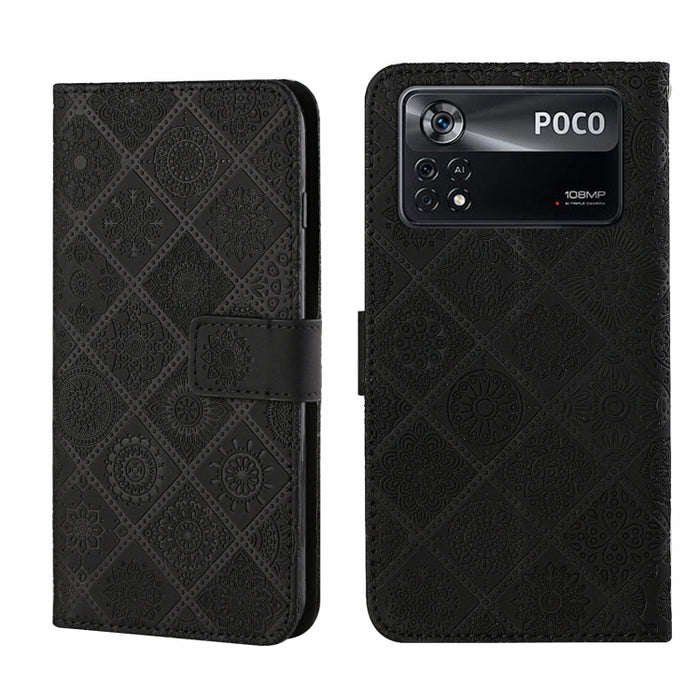 Estuche para teléfono de cuero con patrón en relieve de estilo étnico, For OPPO A96 5G, For OPPO Find X5, For OPPO Find X5 Pro, For OPPO Realme 9i, For OPPO Reno7, For Xiaomi Poco M4 Pro 5G, For Xiaomi Poco X4 Pro 5G, For Xiaomi 12 Lite